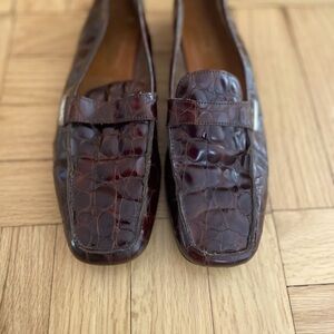 Robert Clergerie unlined leather loafer, simulated croc